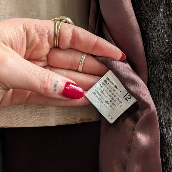 Vintage Black Faux Fur Coat Fur Trim Jacket Mob Wife Minimalist Goth Chic Medium - Picture 10 of 12